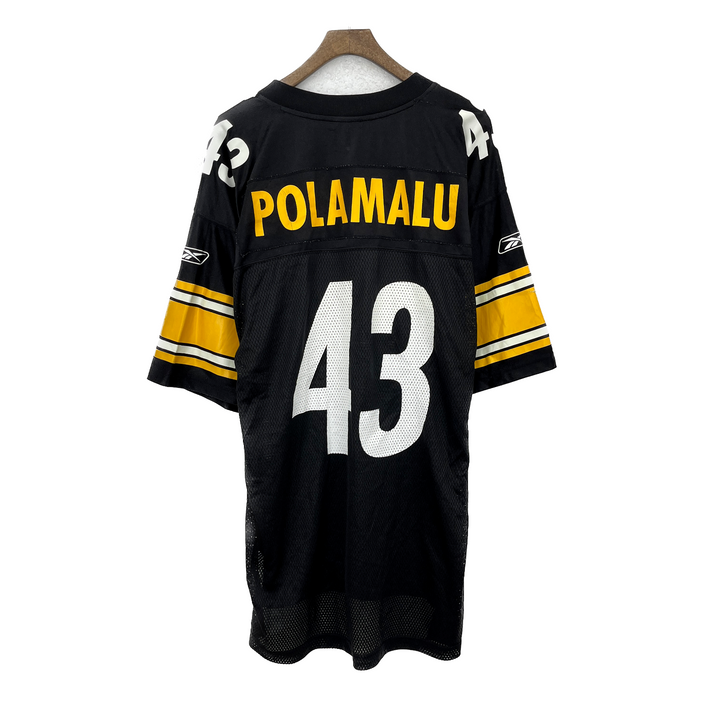 Vintage Reebok Pittsburgh Steelers NFL Black Troy Polamalu #43 Jersey Size L
