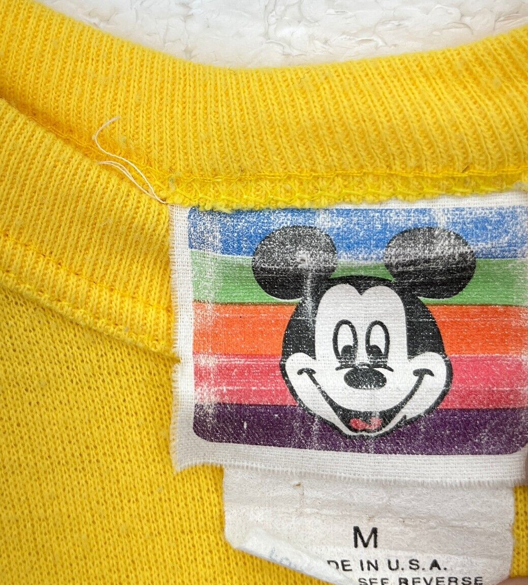 Vintage Disney Mickey Mouse Minnie Mouse Yellow Sweatshirt Size M