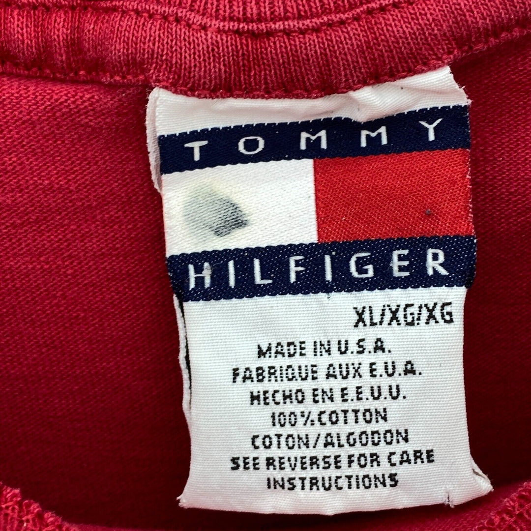 Vintage Tommy Hilfiger Sailing Gear Logo Red T-shirt Size XL Tee