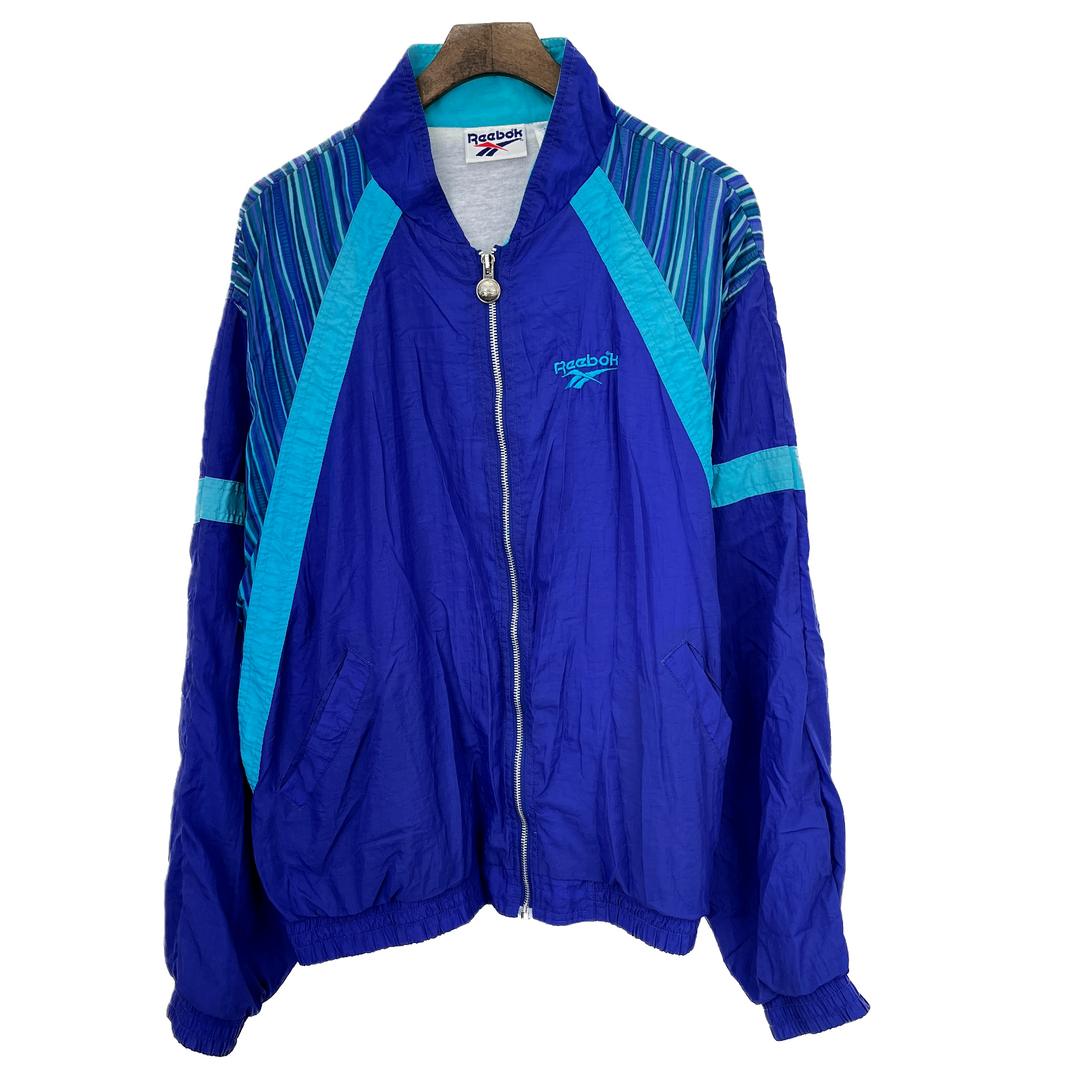 Vintage Reebok Colour Block 90s Insulated Light Windbreaker Blue Jacket Size XL