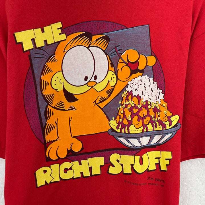 Vintage Garfield Jim Davis 1978 The Right Stuff Burgundy Red T-shirt Size XL