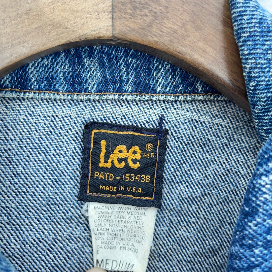 Vintage Lee Button Up Acid Wash Blue Denim Trucker Jacket Size M