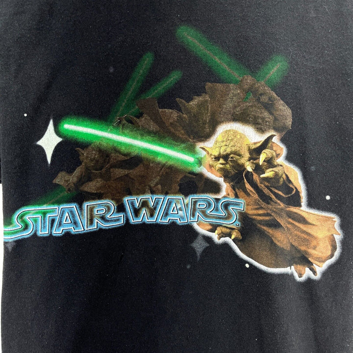 Vintage Star Wars Yoda Jedi Master Movie Promo T-shirt Black Size L