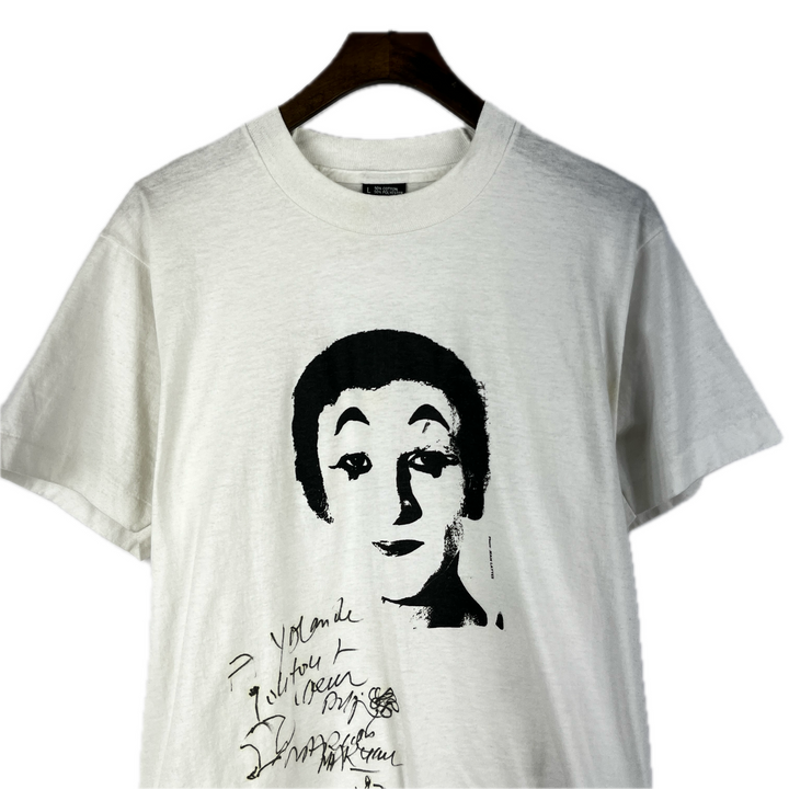 Vintage Rare 80s Marcel Marceau Single Stitch Signed White T-shirt Size L USA