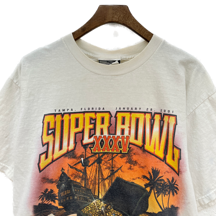 Vintage Puma Super Bowl XXXV Raymond James Stadium Florida White T-shirt Size M