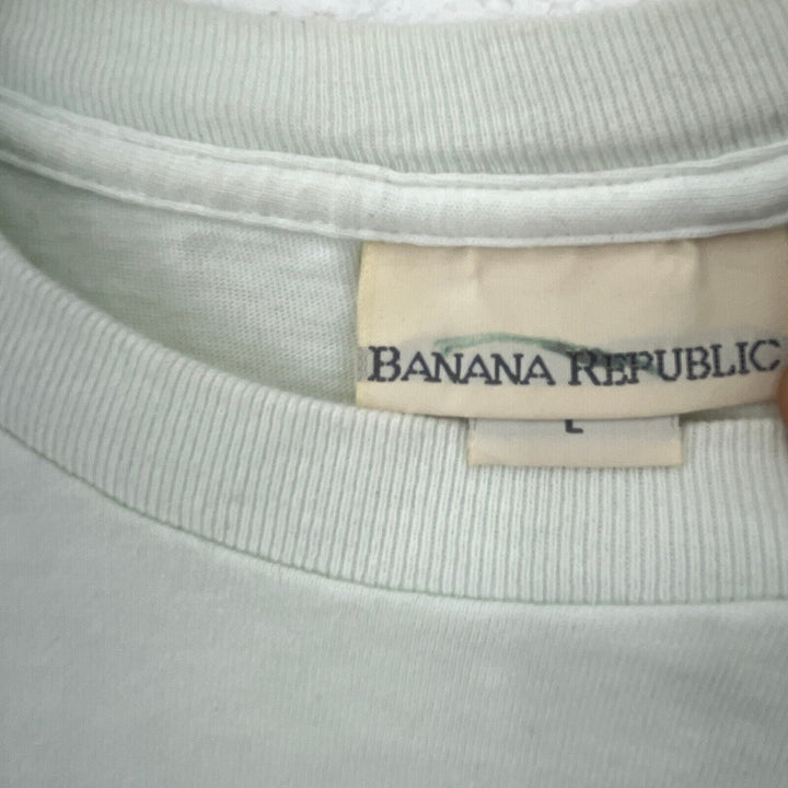 Vintage Banana Republic Logo Spell Out White T-shirt Size L Made In USA