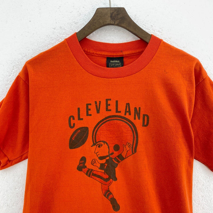 Vintage Cleveland Football Orange T-shirt Size M Single Stitch Kids