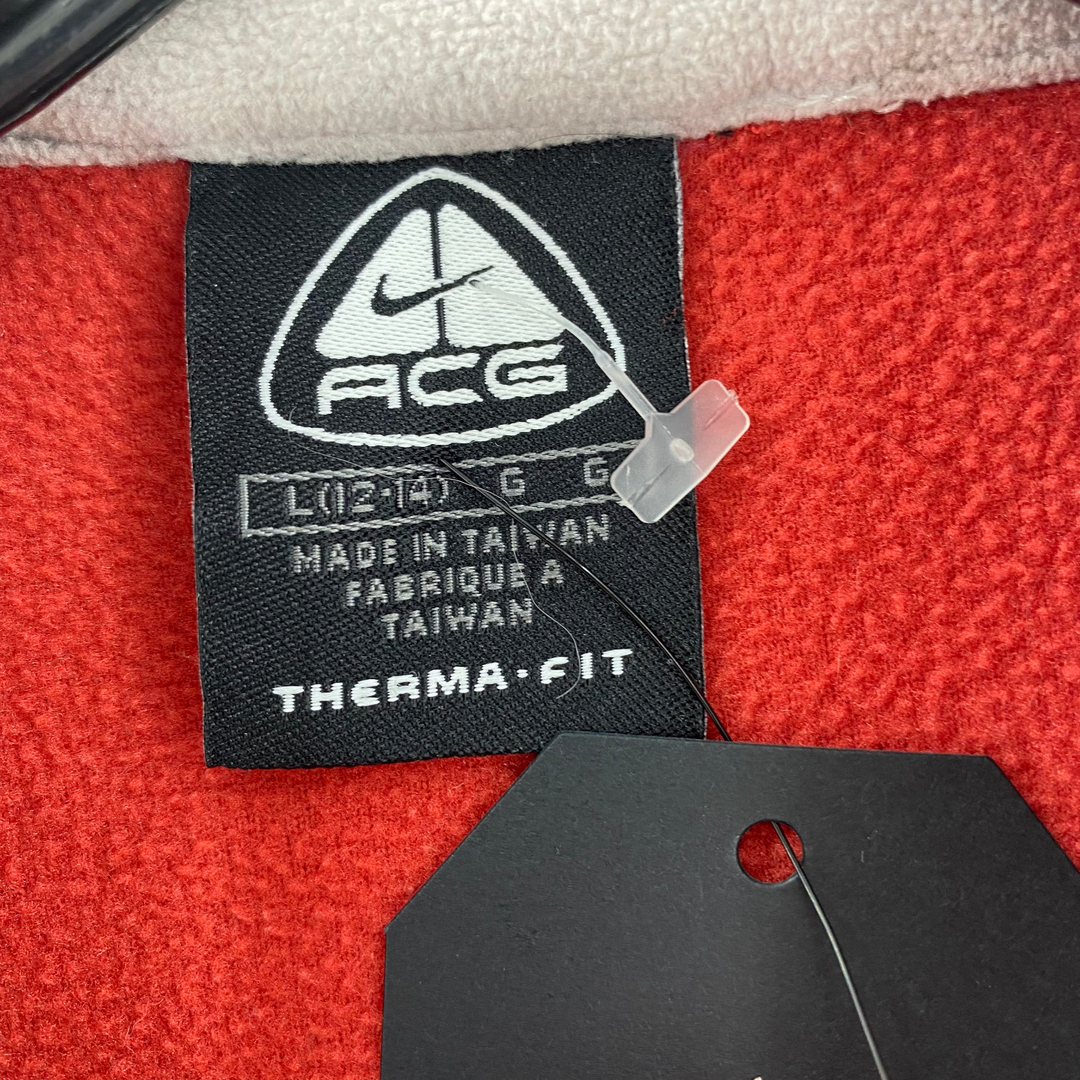 Nike ACG Vintage Fleece Jacket Full Zip Size L Thermal Fit Red