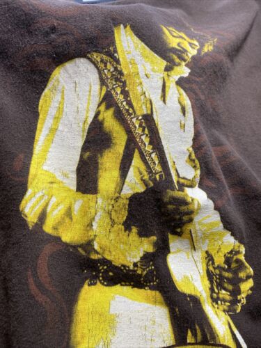 Vintage Jimi Hendrix Guitarist 2004 Brown T-shirt Size M Music