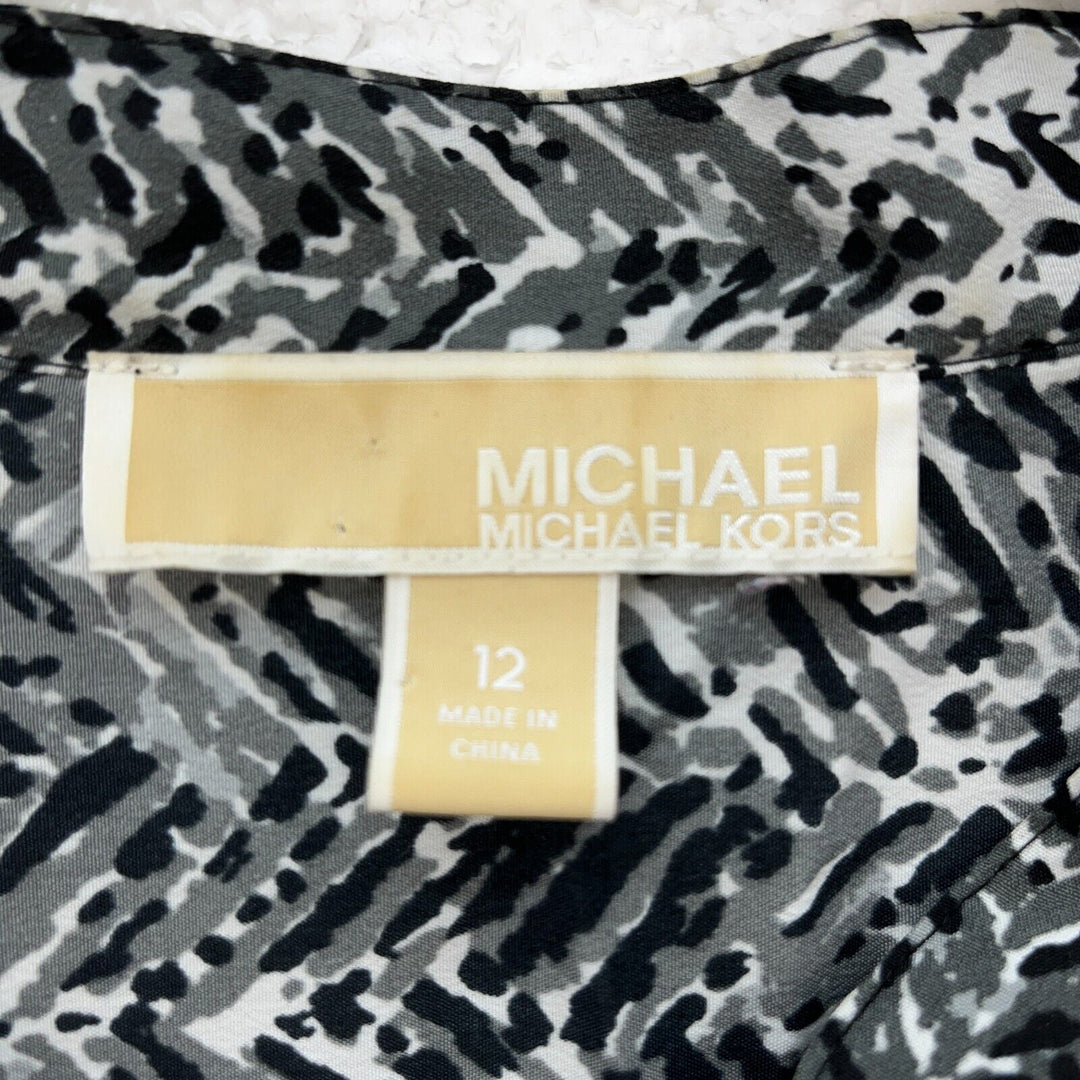 Michael Kors Black Printed Blouse Shirt Size 12