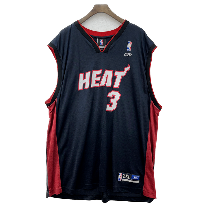 Vintage Reebok Miami Heat Dwyane Wade #3 NBA Black Basketball Jersey Size 2XL