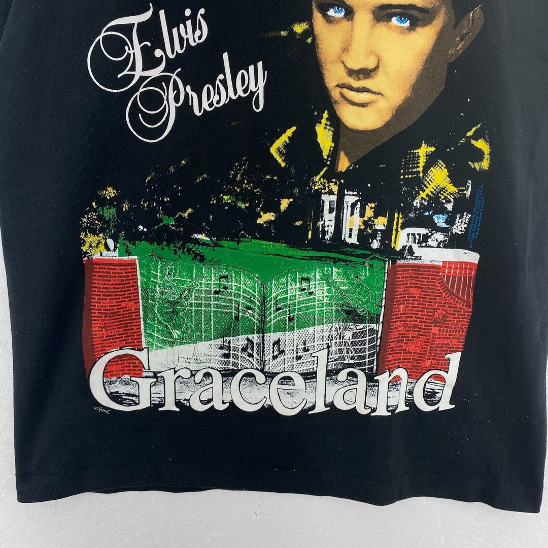 Vintage Elvis Presley Graceland Black T-shirt Size L Tee Music