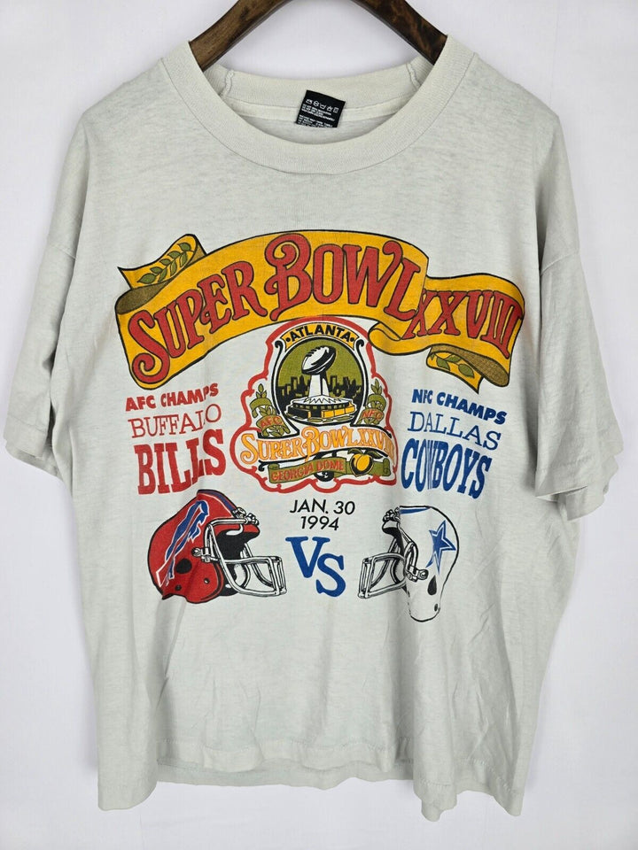 Vintage Super Bowl XVIII Dallas Cowboys Vs Buffalo Bills T-shirt 1994 White XL