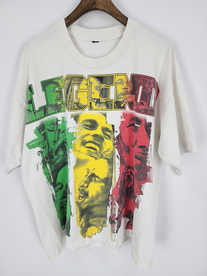 Vintage Bob Marley Reggae Legend Rasta Tee 80s White Size XL