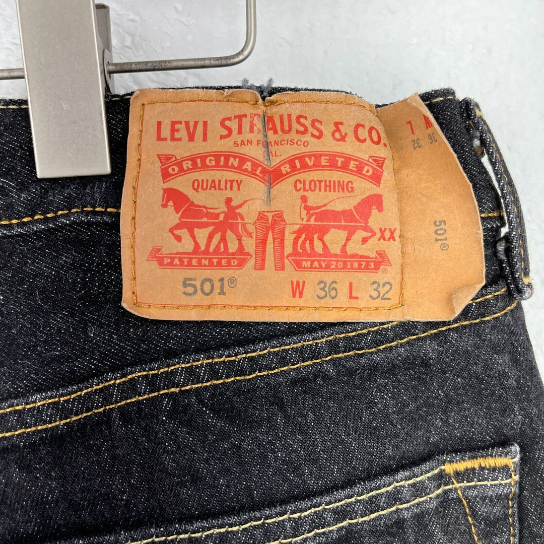 Levis 501 Dark Wash Denim Jeans Size 36x32 Button Up Fly