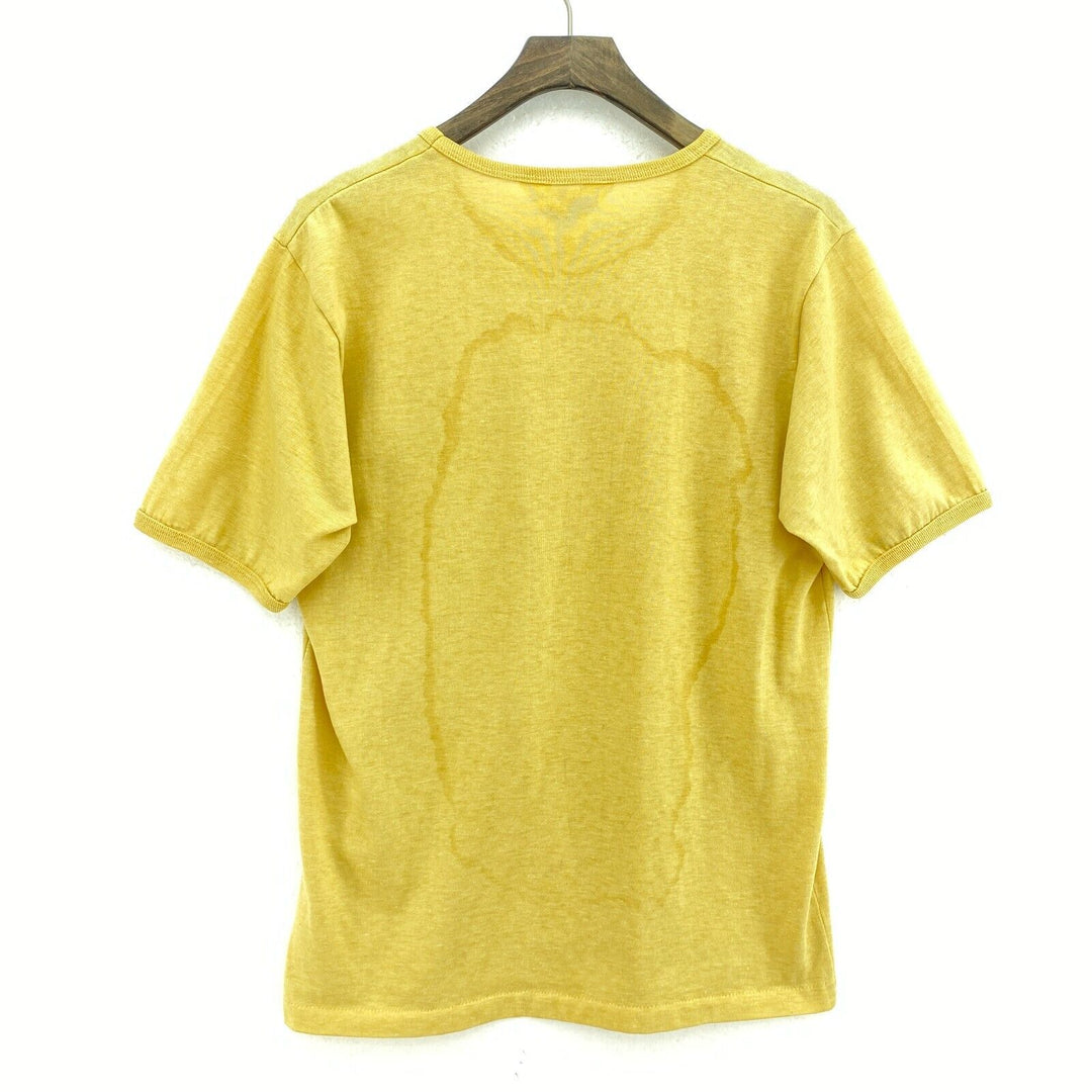 Yellow Basic Crew Neck T-shirt Size M Single Pocket