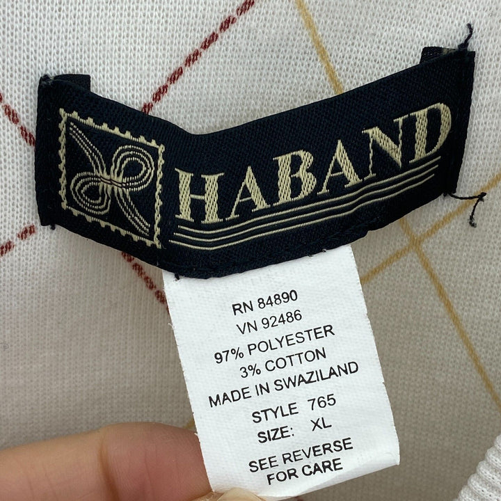 Vintage Cardigan Argyle Pattern White Sweater Size XL