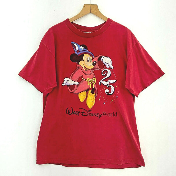 Disney Mickey Mouse Magic Graphic Print Vintage Red T-shirt Size XL