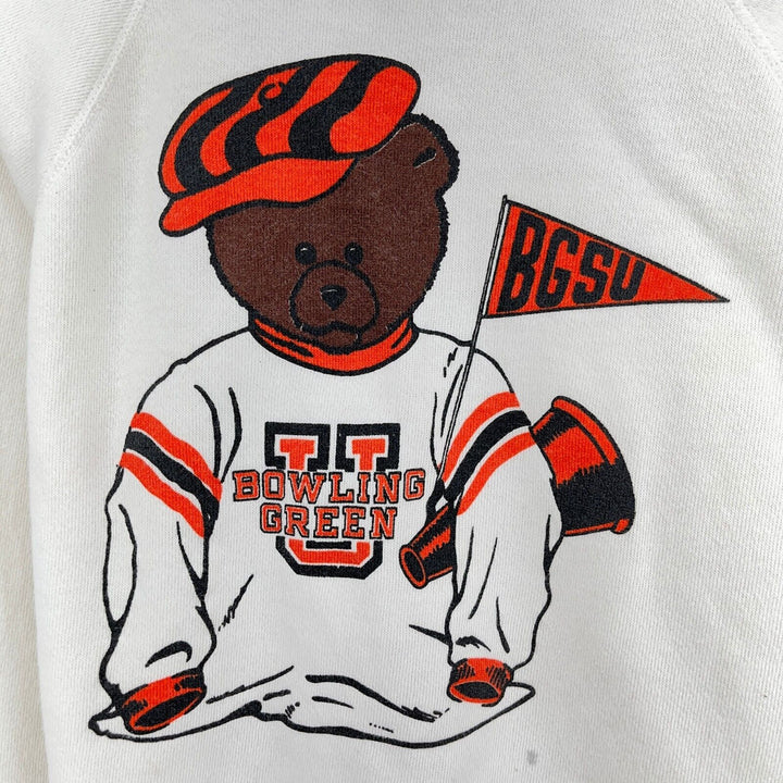 Vintage Bowling Green University BGSU Logo Bear White Sweatshirt Size S