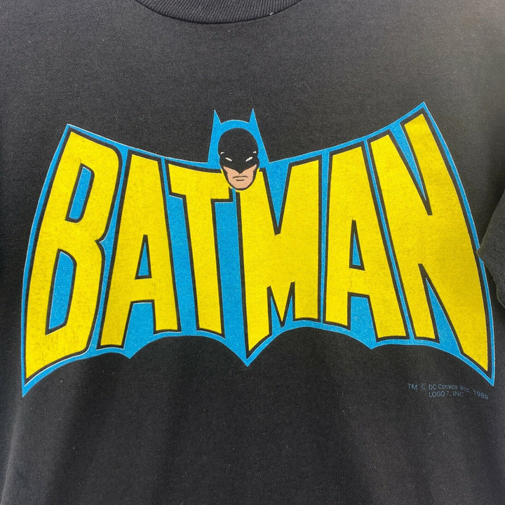 1989 Batman Logo DC Comics Vintage Black T-shirt Size S Superhero Movie