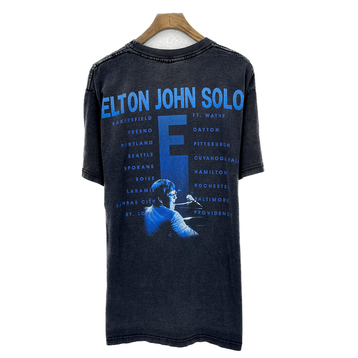 Vintage Elton John 70s Music Black T-shirt Size L
