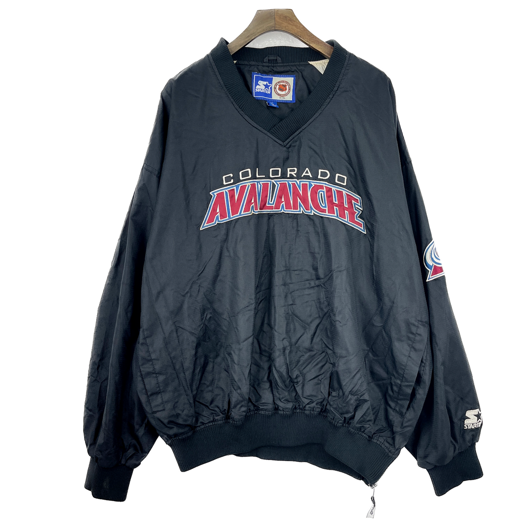 Vintage Starter Colorado Avalanche NHL Black V-Neck Black Jacket Size XL
