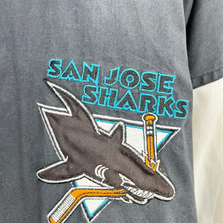 Vintage San Jose Sharks NHL Full Zip Insulated Black Jacket Size 2XL