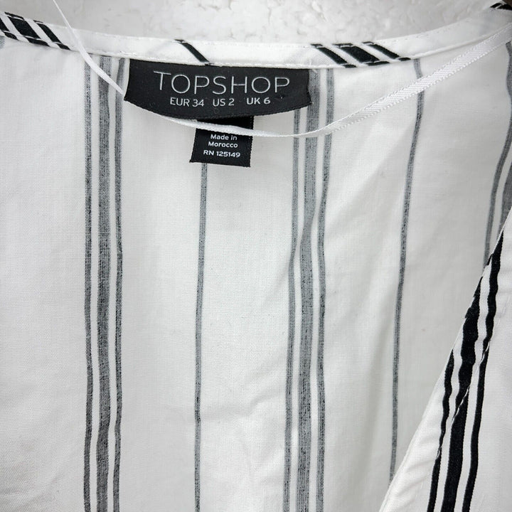 TOPSHOP Stripe Wrap Blouse White Size 2