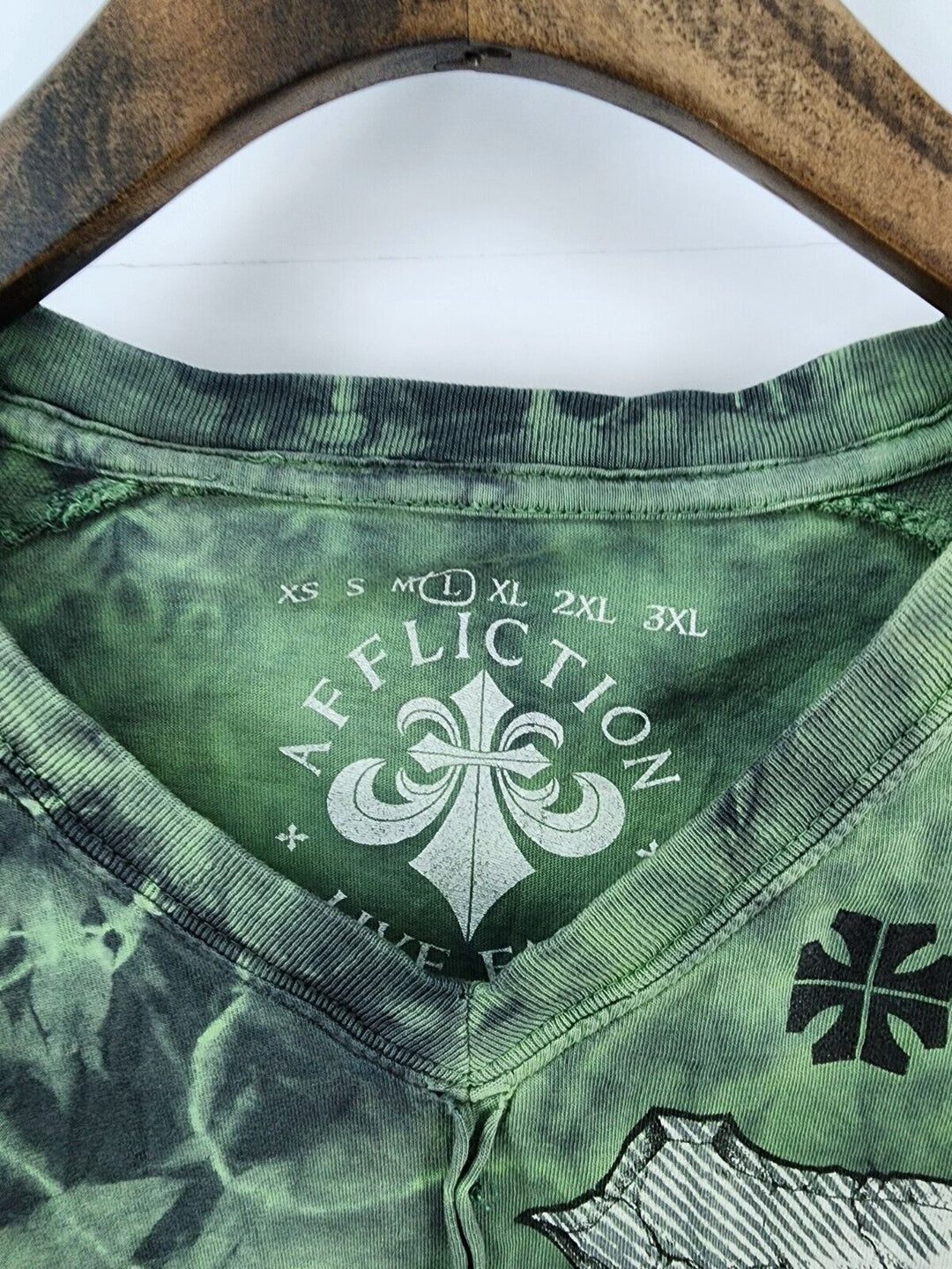 Affliction Graphic Print T-shirt Green Size L