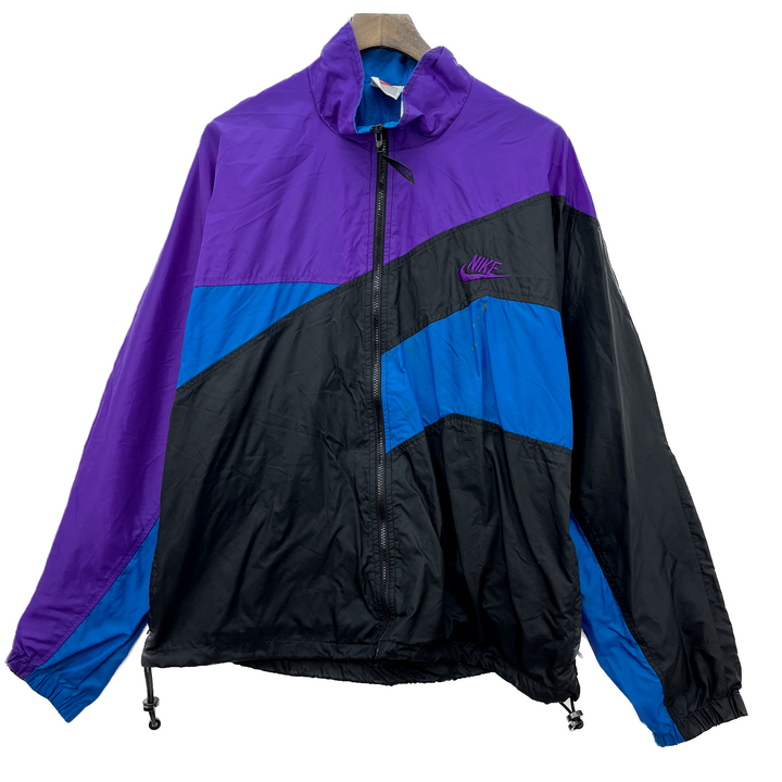 Vintage Nike Swoosh Logo Full Zip Purple Track Jacket Size M 90s Colorblock