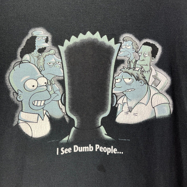 Vintage Simpsons I See Dumb People 2001 Black T-shirt Size M