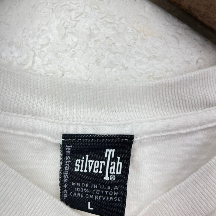 Vintage Silver Tab Levi's Peace World Graphic Print White T-shirt Size L