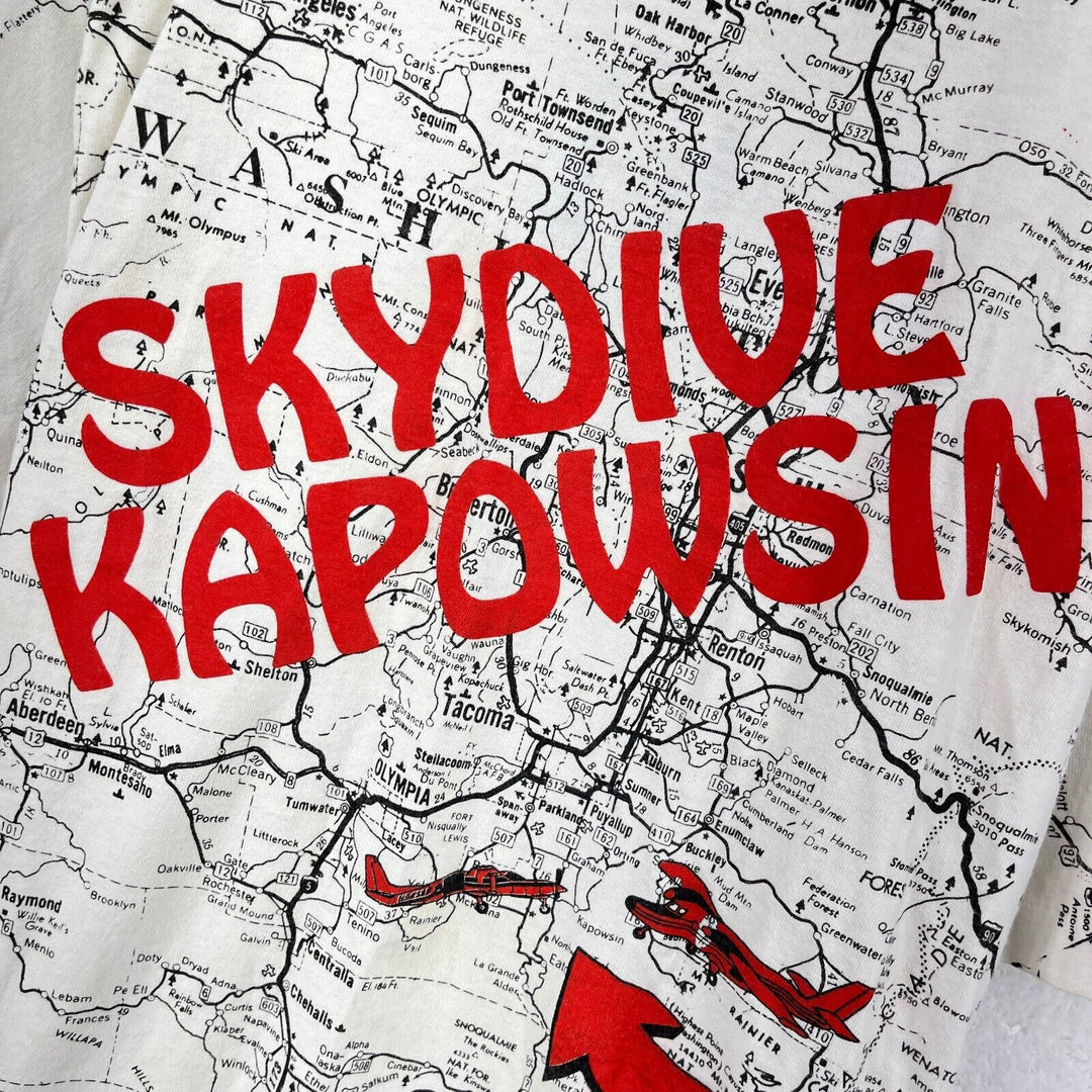 Kapowsin Skydiving Jump Center School Washington US AOP White T-shirt Size XL