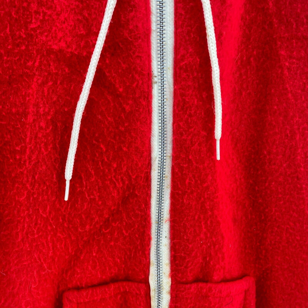 Vintage Red Hooded Jacket Size L Full Zip Up