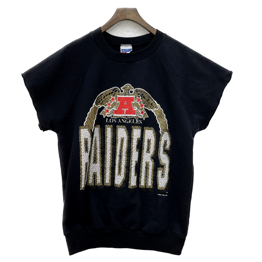 1991 Los Angeles Raiders Vintage Football Cut Off Sweatshirt Size L Blue NFL
