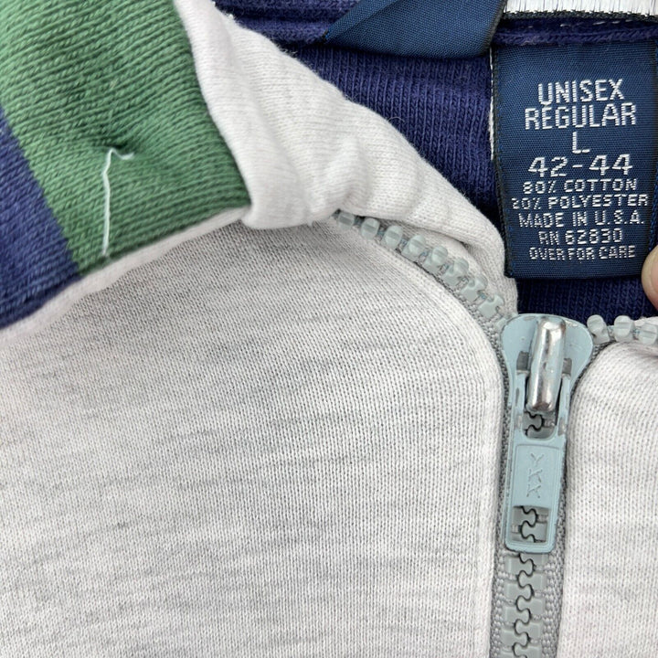 Vintage Quarter Zip Pullover Gray Polo Sweatshirt Size L Unisex