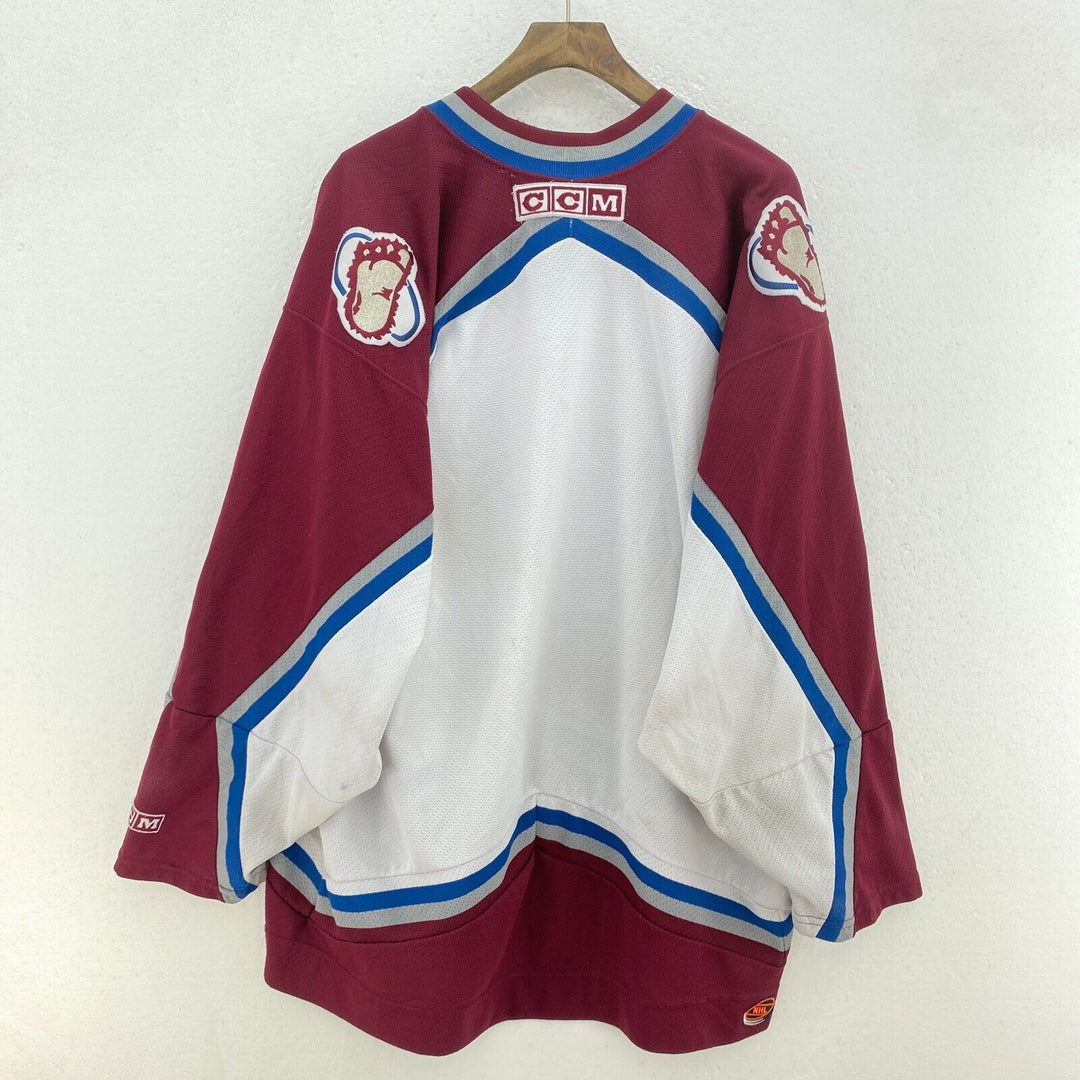 Vintage Authentic Colorado Avalanche NHL CCM Hockey White Mesh Jersey Size XL
