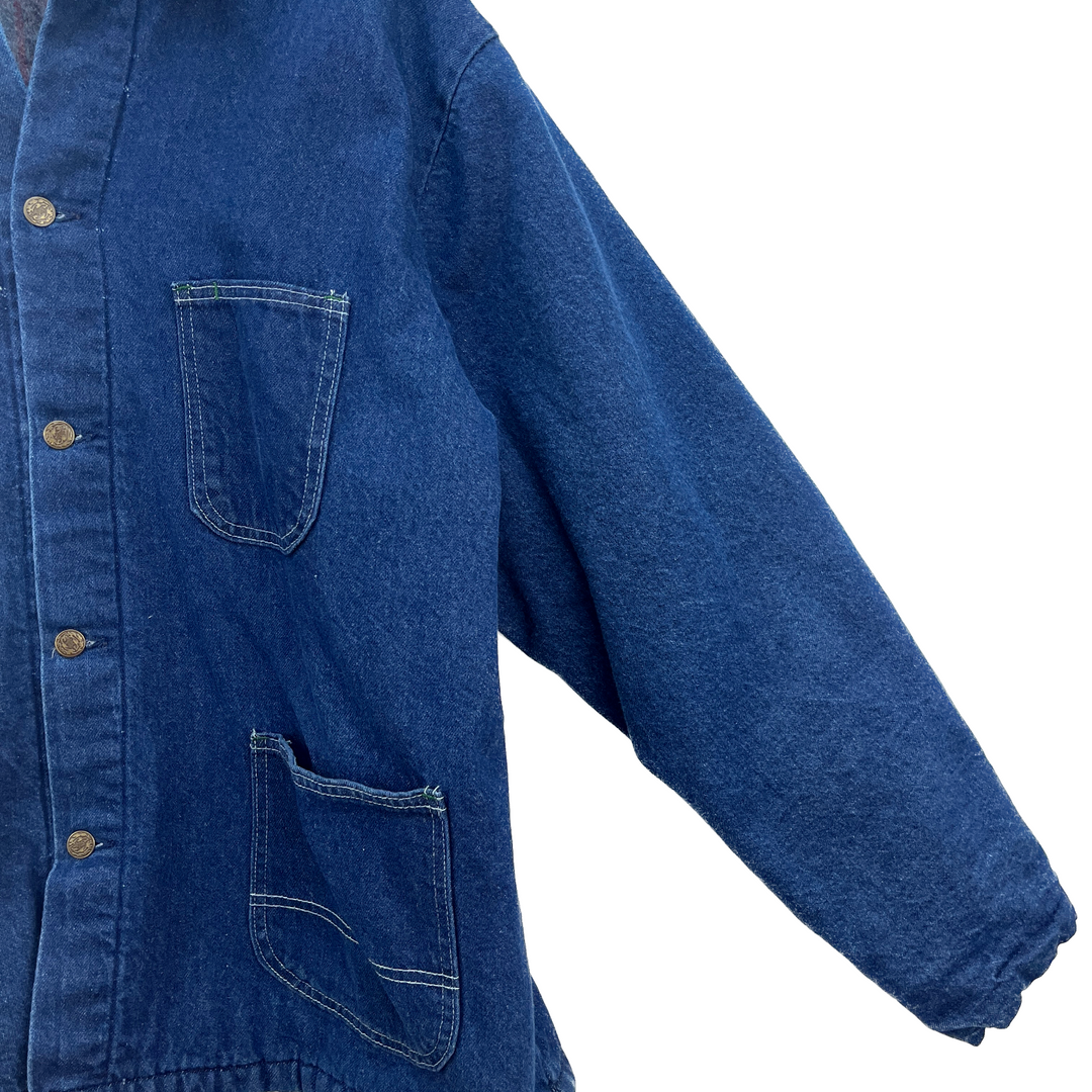 Vintage Medium Wash Blue Button Up Blanket Lined Jacket Size 46