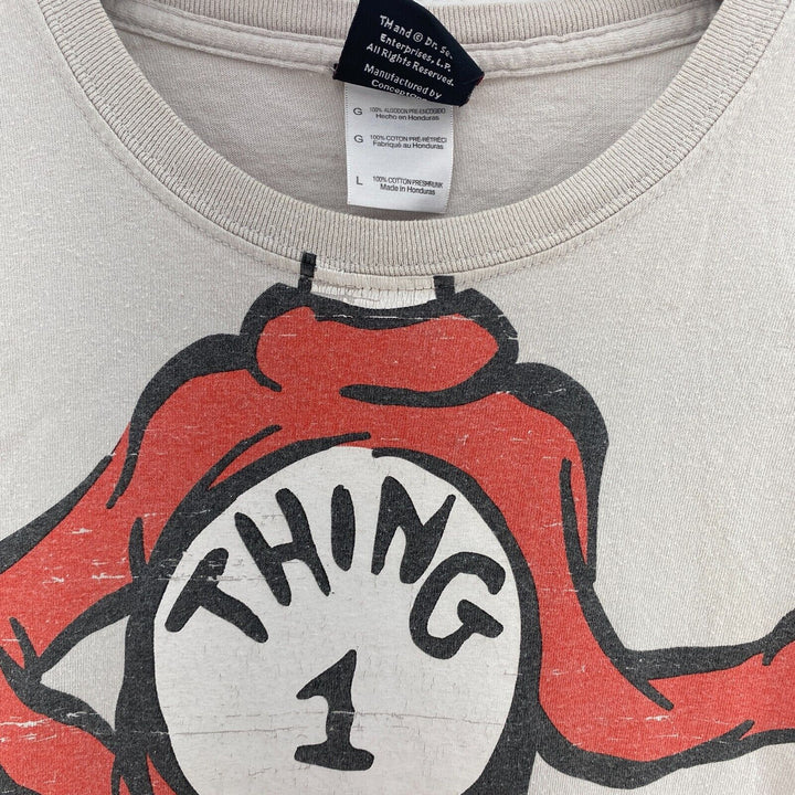 Vintage Dr. Seuss Thing 1 Beige T-shirt Size L Graphic Print Tee