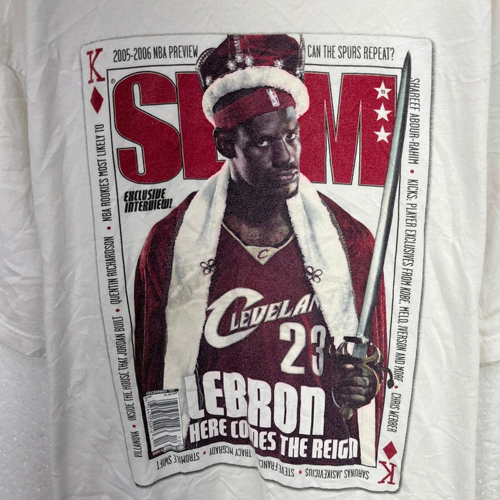 Vintage Lebron James King Slam Magazine Promo White T-Shirt Size 3XL NBA