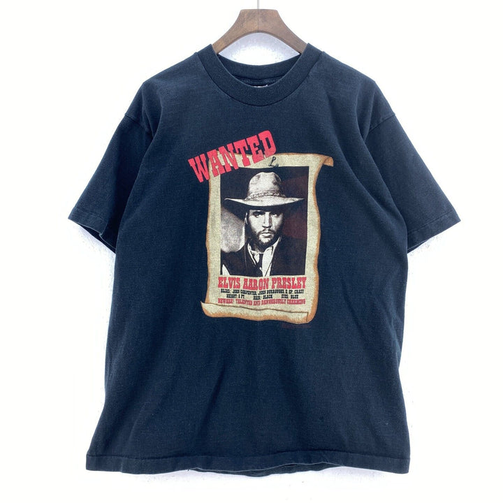 Vintage Wanted Elvis Aaoron Presley Black T-shirt Size XL Tee