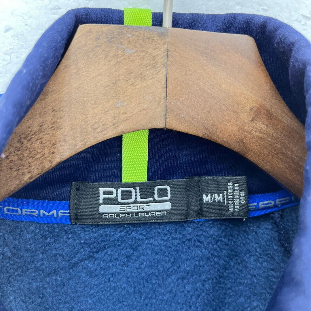 Vintage Polo Ralph Lauren Sport Full Zip Neon Detailed Blue Light Jacket Size M