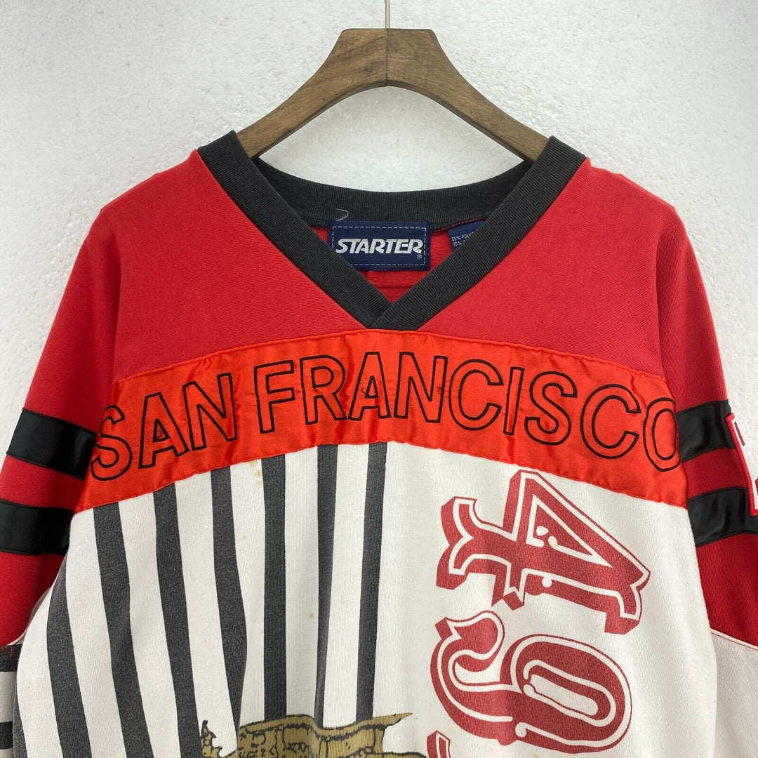 Vintage Starter San Francisco V-Neck Red White Jersey Size M