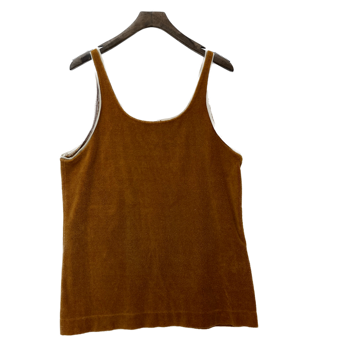 1940s Women's Home Made Terry Cloth Vintage Sleeve Less Tank Top Size S Orange