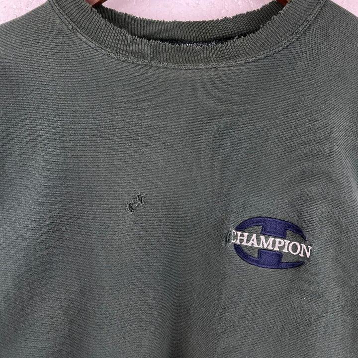 Vintage Champion Embroidered Logo Green Sweatshirt Size 2XL Crewneck