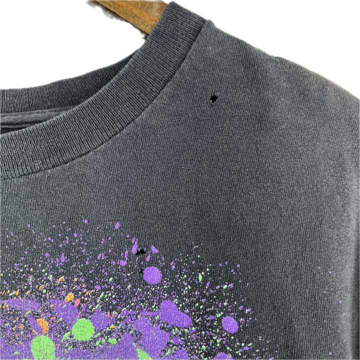 Jimi Hendrix Rainbow Paint Splatter Graphic Black T-shirt Size S