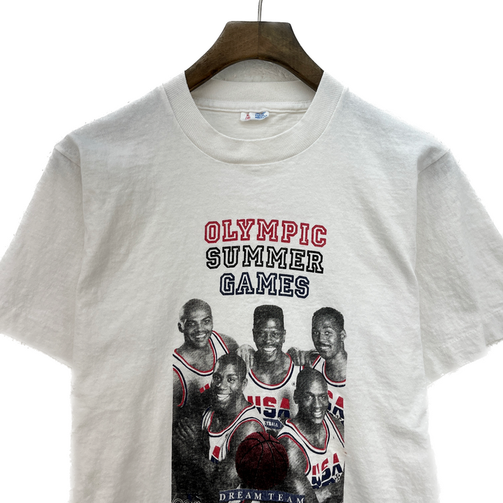 Vintage Olympic Summer Games Basketball White T-shirt Size XL Kids
