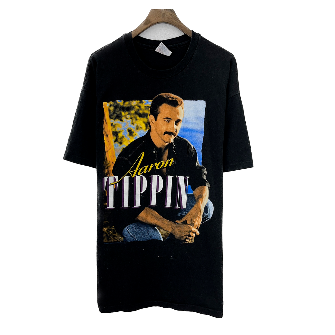 Vintage Aaron Tippin Country Singer Black T-shirt Size 2XL