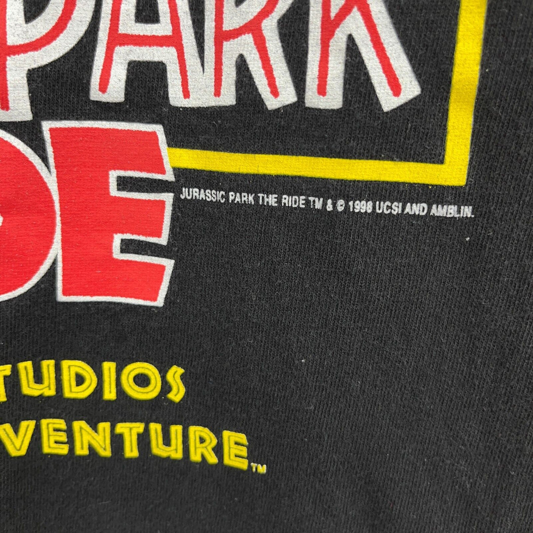 Vintage I Survived Jurassic Park 1998 The Ride Black Sleeveless T-shirt Size XL