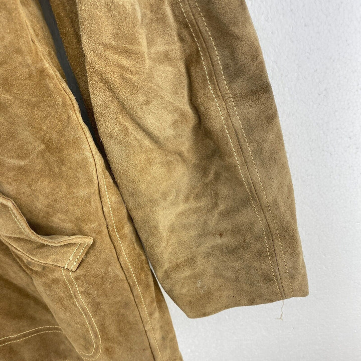 Vintage Suede Button Up Brown Coat Jacket Size 38 Fleece Lined